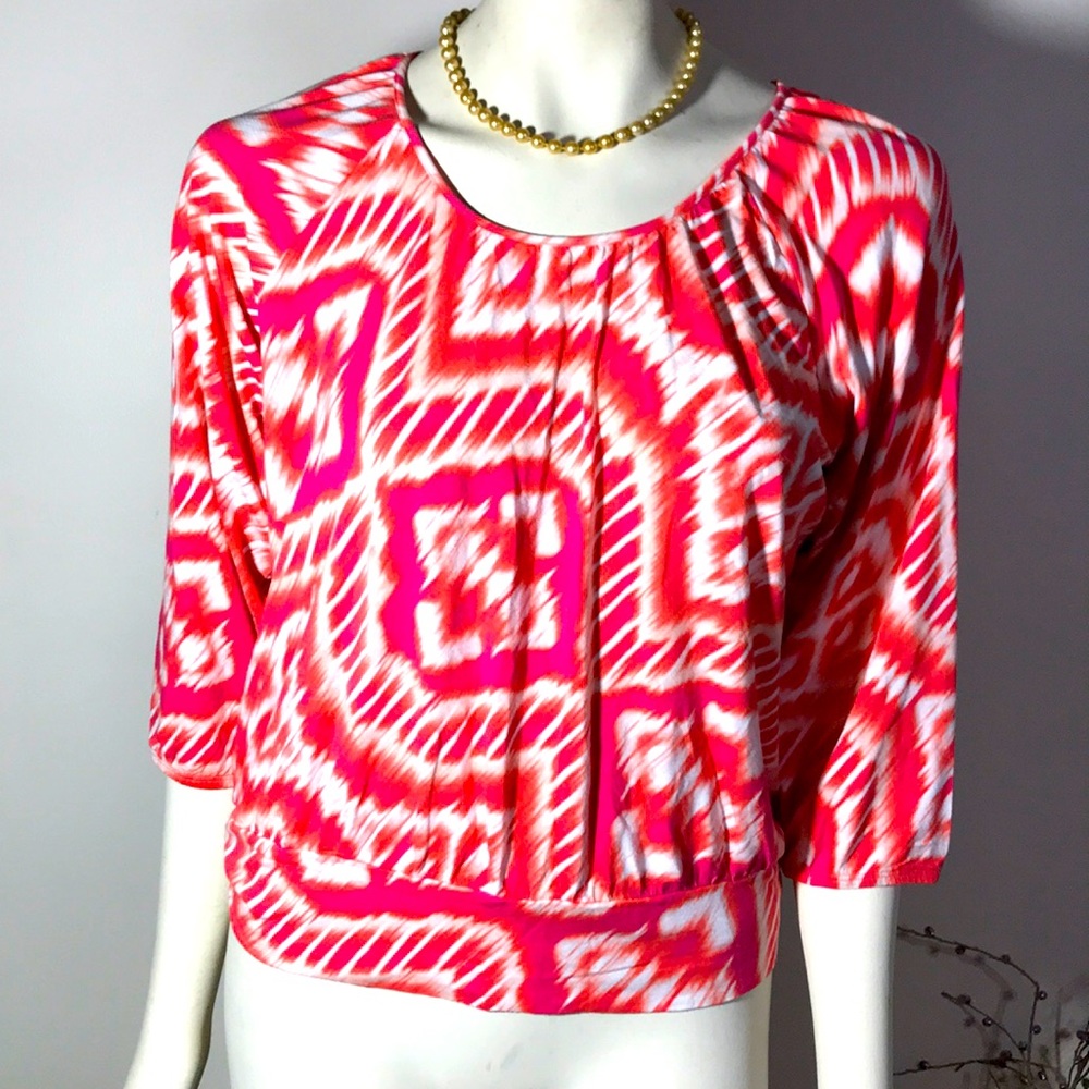 Chico’s Colorful Peasant Style Blouse Top size 1 - Picture 1 of 9